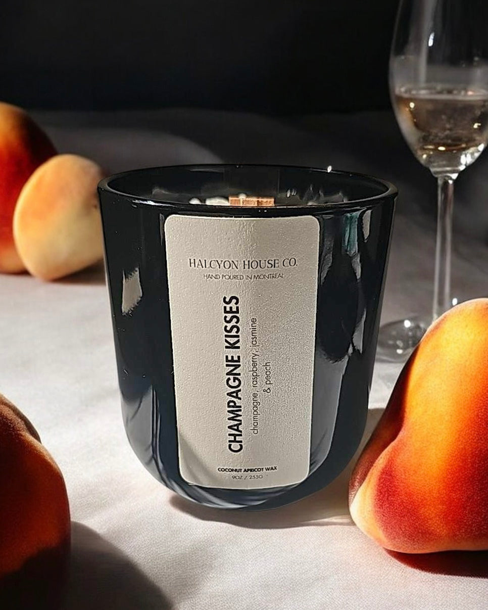 Champagne Kisses | Peach & Champagne Scented Crystal Candle